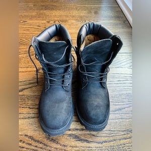 Timberlands black 6" premium boots, size 6.5 women
